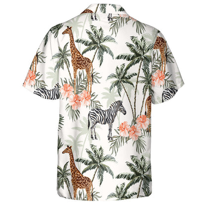Hand Painting Giraffe And Zebra In Jungle Pattern Hawaiian Shirt, Hawaiian Shirt Gift, Christmas Gift