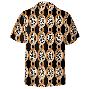 Wild African Leopard With Abstract Chain On Black Hawaiian Shirt, Hawaiian Shirt Gift, Christmas Gift