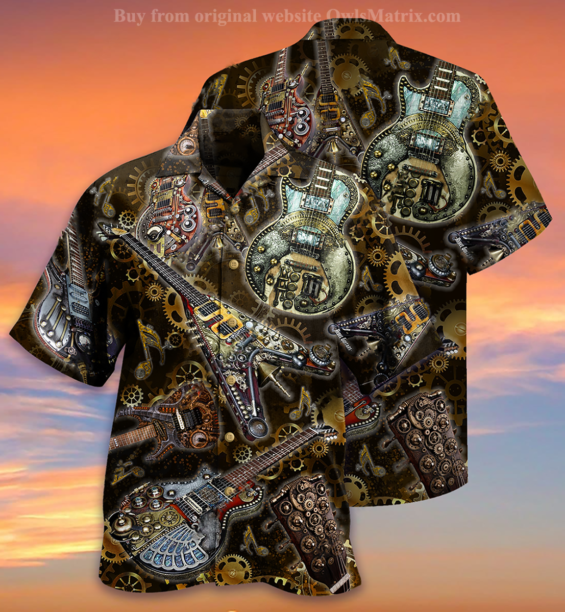 Music Guitar Machine Style - Hawaiian Shirt, Hawaiian Shirt Gift, Christmas Gift