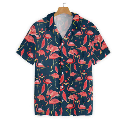 Deep Blue Flamingo Seamless Background Design Hawaiian Shirt,Hawaiian Shirt Gift, Christmas Gift