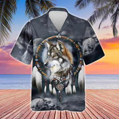 Vintage Dream Catcher Native Wolf Native American Hawaiian Shirt, Hawaiian Shirt Gift, Christmas Gift