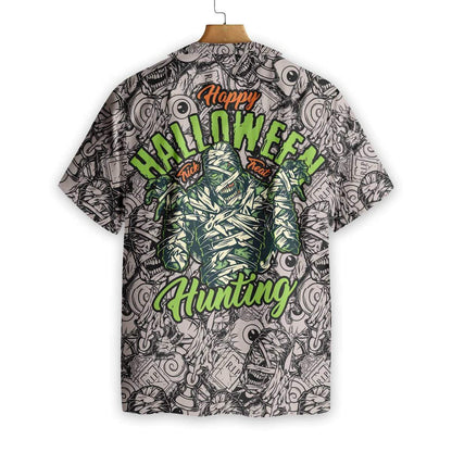 Halloween Vintage Scary Mummy Pattern Hawaiian Shirt, Hawaiian For Gift