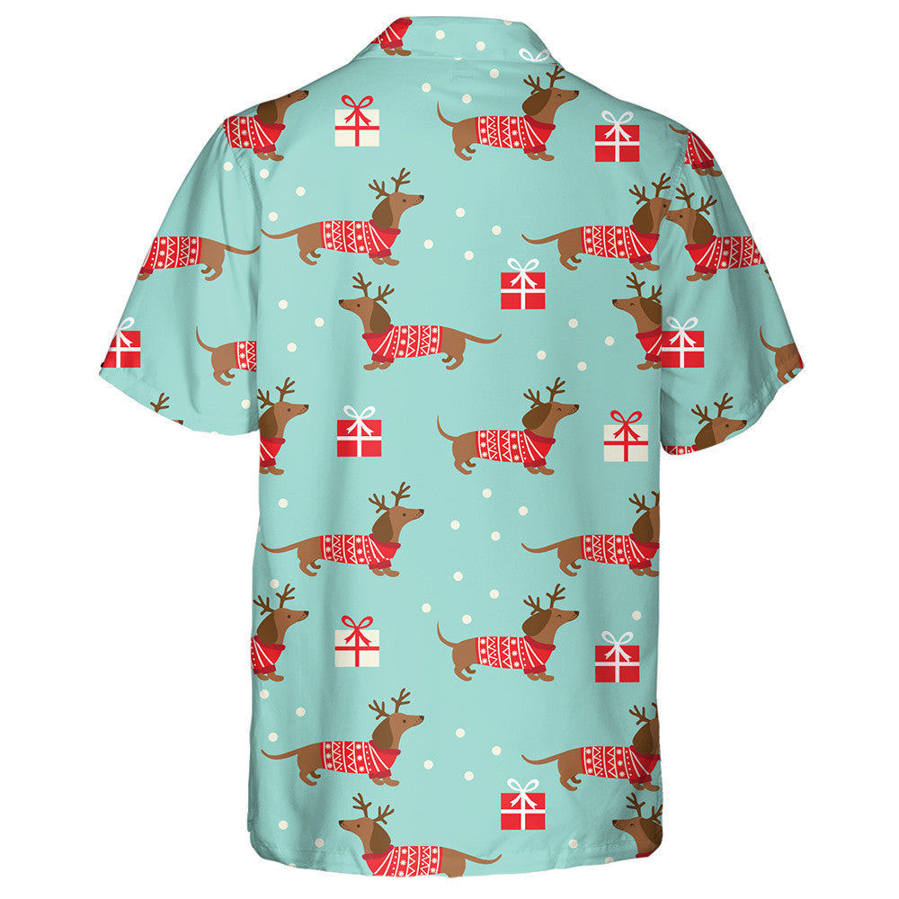 Christmas Winter Dachshund Presents And Snow Hawaiian Shirt, Hawaiian For Gift