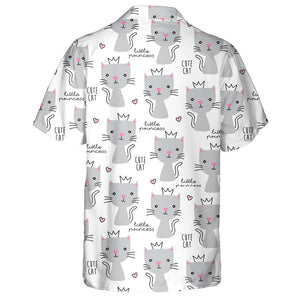 Grey Princess Cat On White Background Hawaiian Shirt,Hawaiian Shirt Gift, Christmas Gift