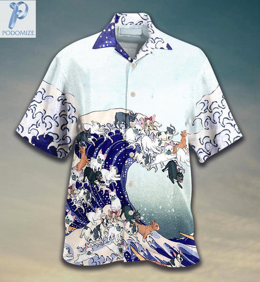 French Bulldog The Great Wave Of Dog Pattern Hawaiian Shirt, Hawaiian Shirt Gift, Christmas Gift
