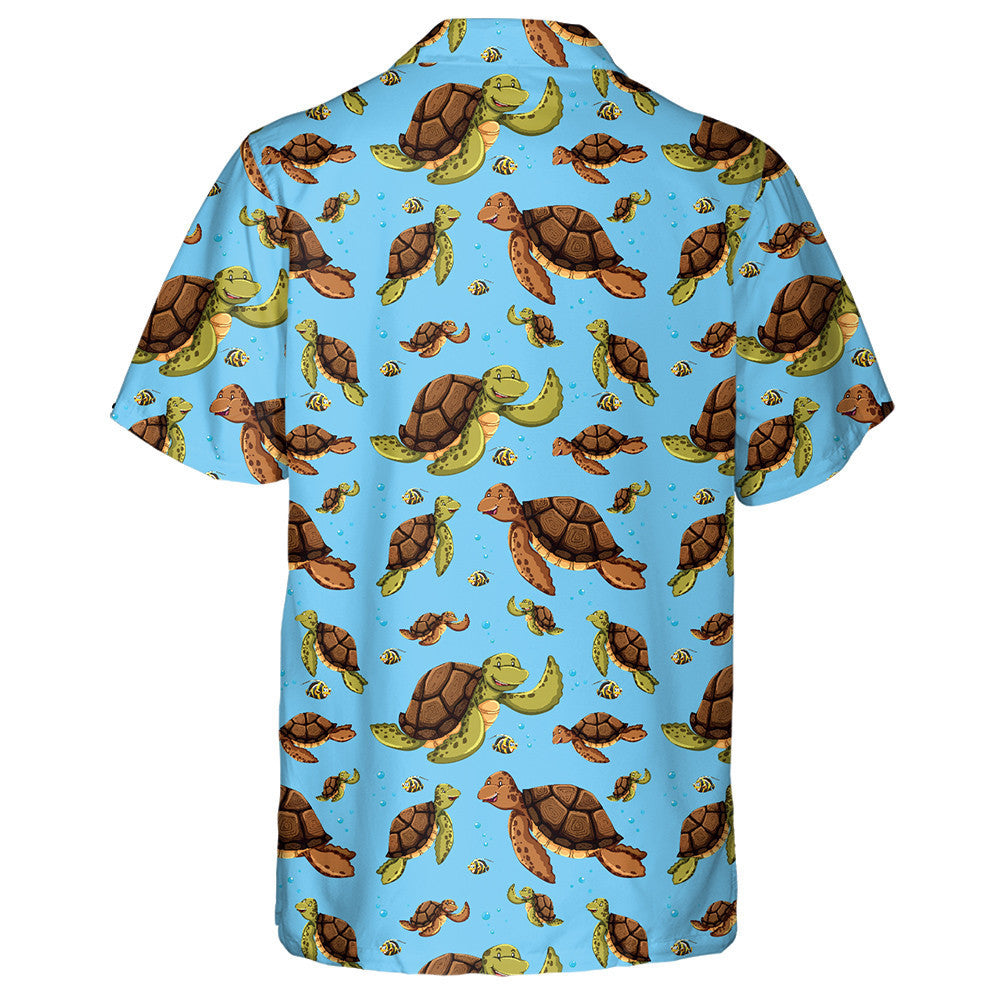 Sketch Line Art Sea Shells Corals And Turtles Hawaiian Shirt, Hawaiian Shirt Gift, Christmas Gift