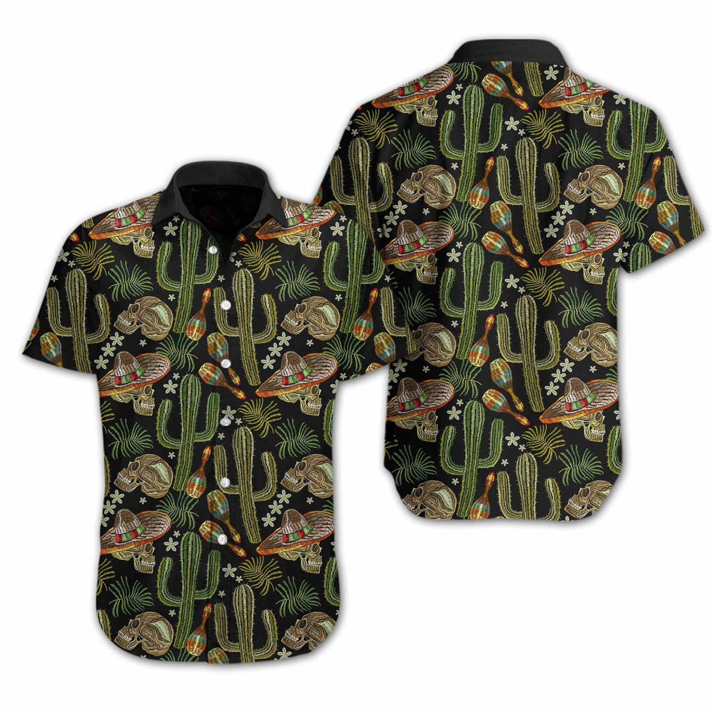 Classicskull Cactus Embroidery Design Hawaiian Shirt, Hawaiian For Gift