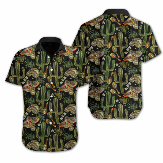 Classicskull Cactus Embroidery Design Hawaiian Shirt, Hawaiian For Gift