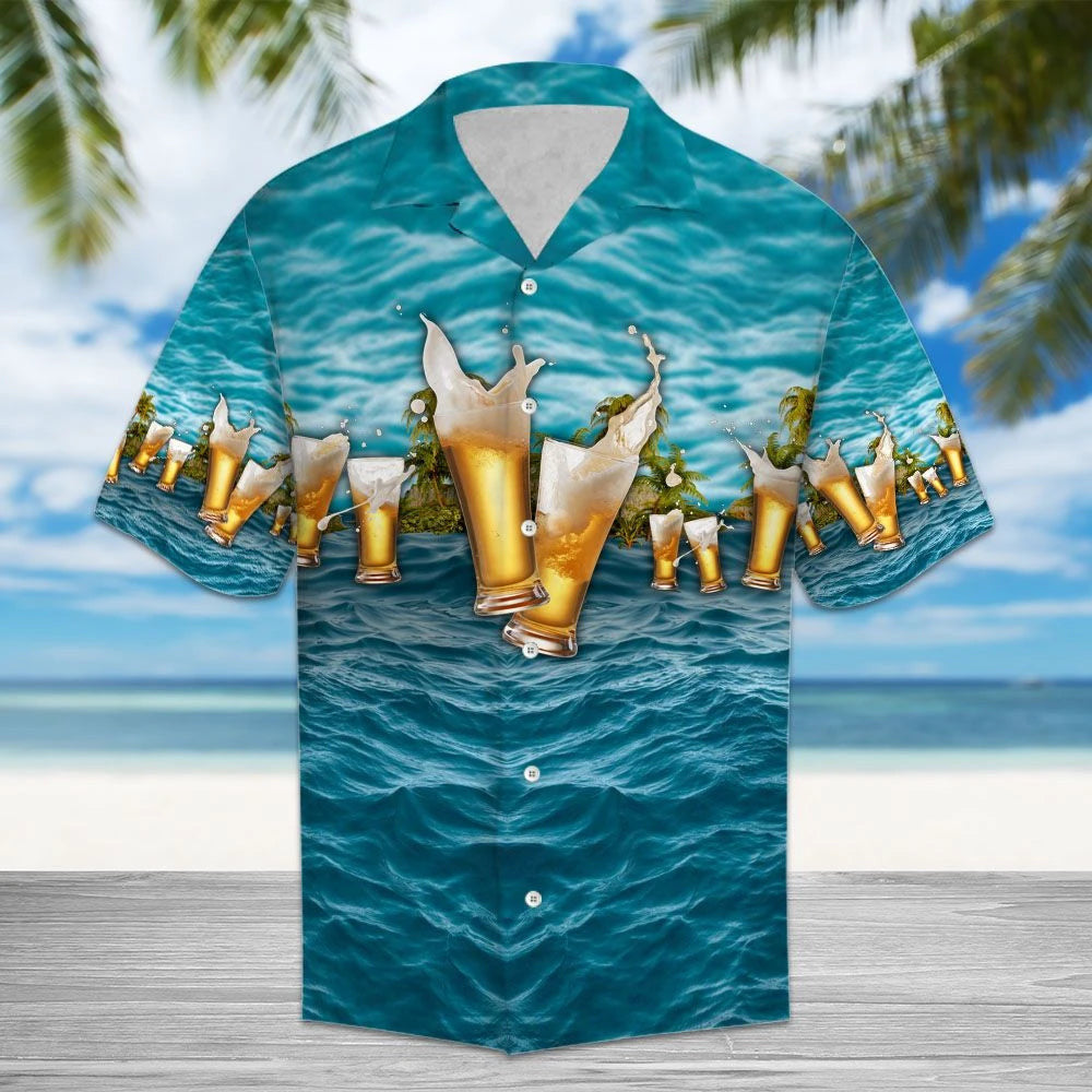 The Beauty Of Nature Beer Blue Ocean Pattern Hawaiian Shirt, Hawaiian Shirt Gift, Christmas Gift