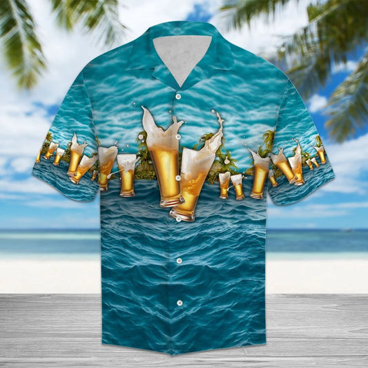 The Beauty Of Nature Beer Blue Ocean Pattern Hawaiian Shirt, Hawaiian Shirt Gift, Christmas Gift