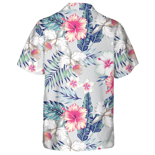 Tropic Exotic Hibiscus Flowers Orchid Plumeria Flower Pattern Hawaiian Shirt, Hawaiian Shirt Gift, Christmas Gift