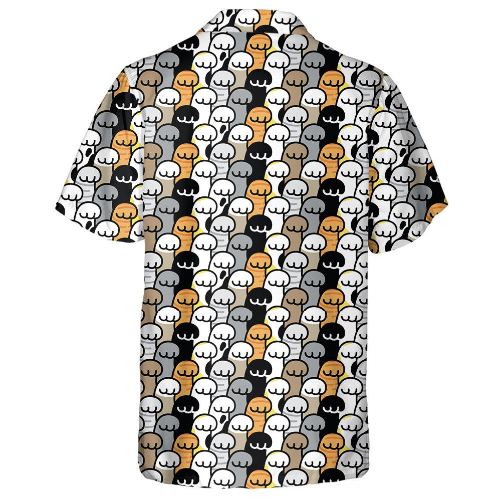 Cat Footprint Breed Pet Cartoon Doodle Illustration Hawaiian Shirt, Hawaiian Shirt Gift, Christmas Gift