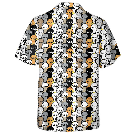 Cat Footprint Breed Pet Cartoon Doodle Illustration Hawaiian Shirt, Hawaiian Shirt Gift, Christmas Gift
