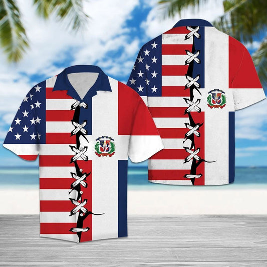 Classic Dominican Republic Root Pattern Hawaiian Shirt, Hawaiian For Gift
