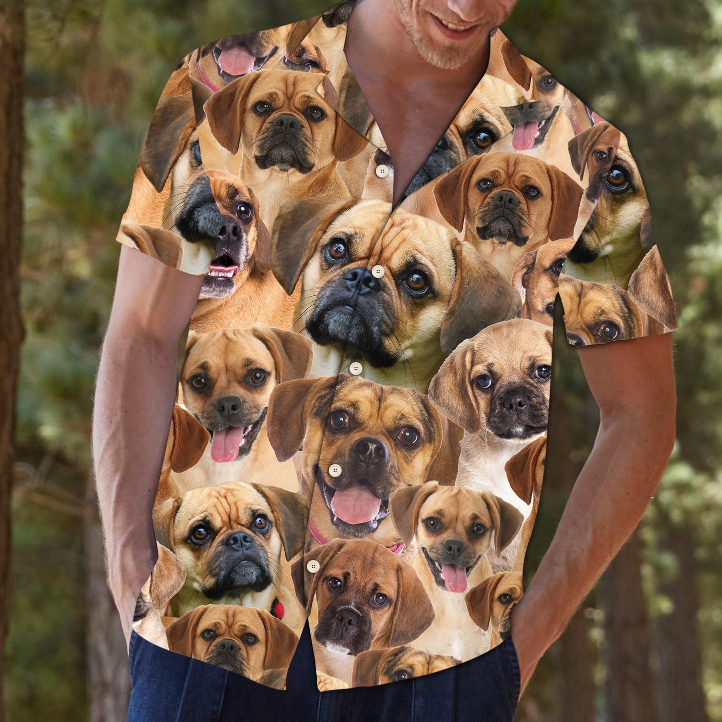Lovely Pug Dog Smile With You Hawaiian Shirt,Hawaiian Shirt Gift, Christmas Gift