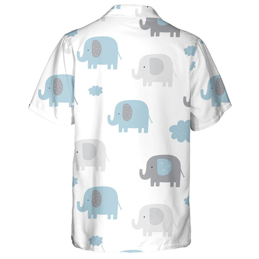 Cute Baby Elephant And Cloud On White Background Hawaiian Shirt, Hawaiian Shirt Gift, Christmas Gift