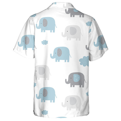 Cute Baby Elephant And Cloud On White Background Hawaiian Shirt, Hawaiian Shirt Gift, Christmas Gift
