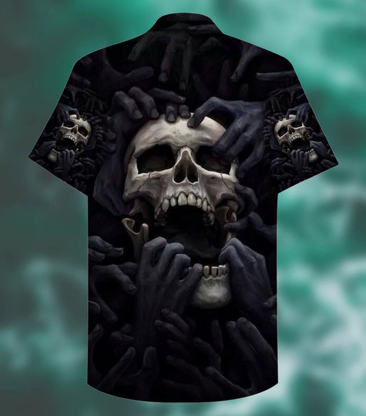Dark Skull The Death Is Coming Design Hawaiian Shirt, Hawaiian Shirt Gift, Christmas Gift