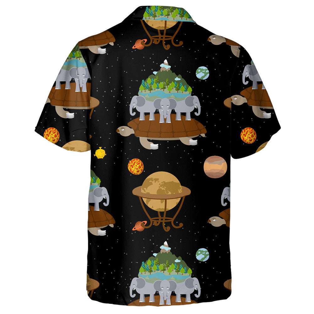 Mythological Planet Earth Turtle Carrying Elephants Hawaiian Shirt,Hawaiian Shirt Gift, Christmas Gift