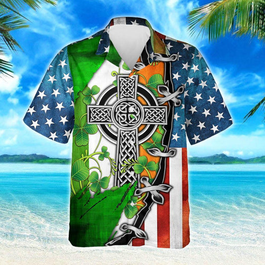 Awesome Irish Celtic Cross American Design Hawaiian Shirt,Hawaiian Shirt Gift, Christmas Gift