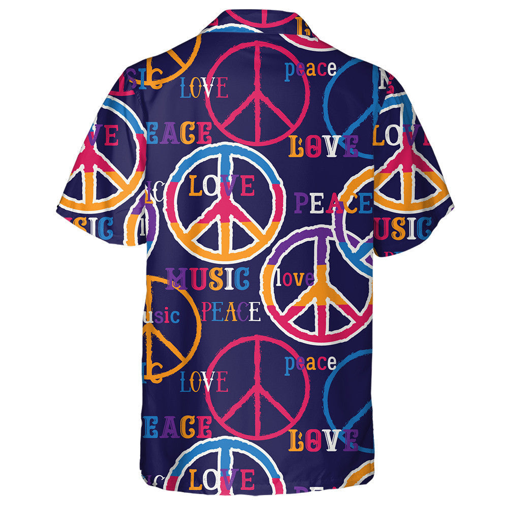 Hippie Peace Symbol Cannabis Leaves And Ethnic Ornament Hawaiian Shirt, Hawaiian Shirt Gift, Christmas Gift