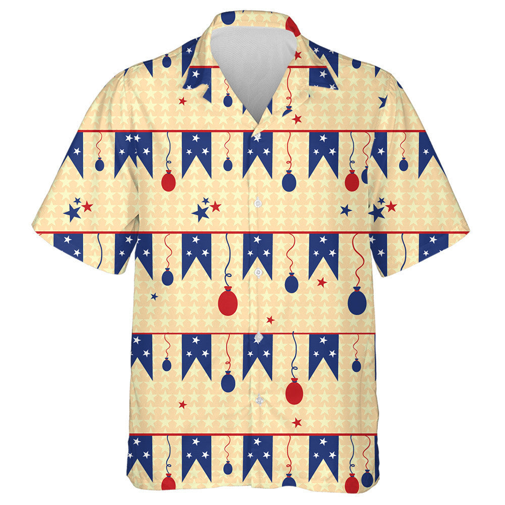 Abstract Balloons And Flags On Mini Stars Background Hawaiian Shirt, Hawaiian Shirt Gift, Christmas Gift