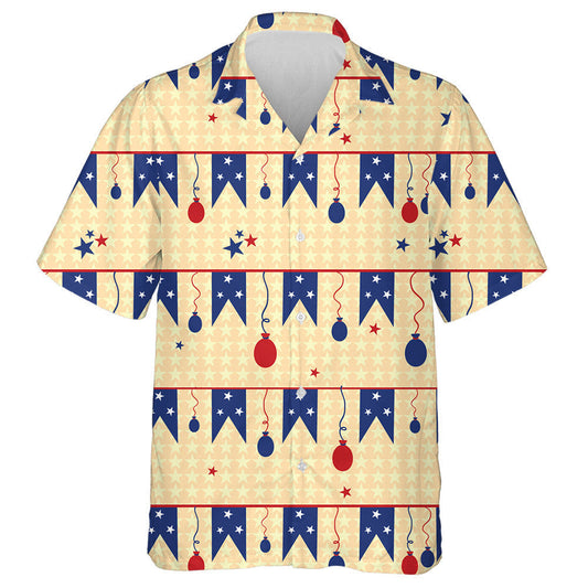 Abstract Balloons And Flags On Mini Stars Background Hawaiian Shirt, Hawaiian Shirt Gift, Christmas Gift
