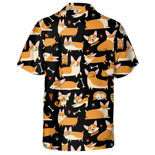 Adorable Corgi Dogs Collection In Cartoon Background Hawaiian Shirt, Hawaiian Shirt Gift, Christmas Gift