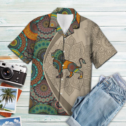 Bohemian Lion With Mandala Flowers Hawaiian Shirt, Hawaiian For Gift