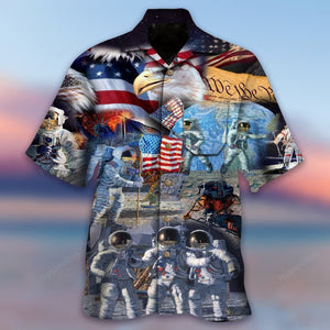 Astronaut Cheer For Independence Day Design Hawaiian Shirt, Hawaiian For Gift