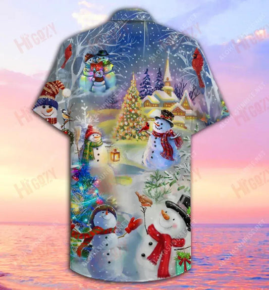 Amazing Christmas Snowman Unisex Short Sleeve Shirt Ocean Aloha Shirt Custom Hawaiian Shirts Funny Hawaiian Shirts, Hawaiian Shirt Gift, Christmas Gift