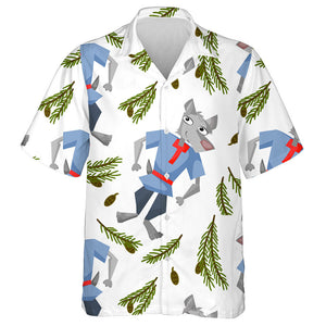 Wolf Cute Paddling In The Woods Hawaiian Shirt, Hwaiian For Gift