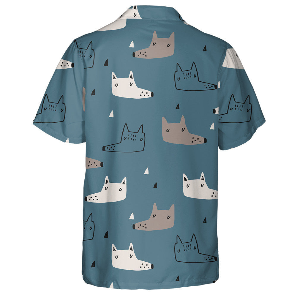 Wild Face Of Wolf Portrait In Vintage Style Hawaiian Shirt, Hawaiian Shirt Gift, Christmas Gift