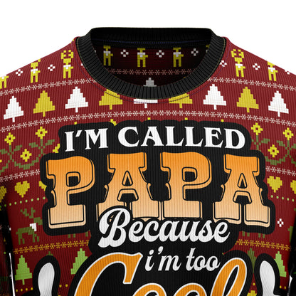 Too Cool To Be Called Grandpa Ugly Christmas Sweater, Christmas Gift,Gift Christmas 2024
