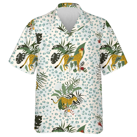 Tropical Wild Jungle Leopard In Different Poses Hawaiian Shirt, Hawaiian Shirt Gift, Christmas Gift