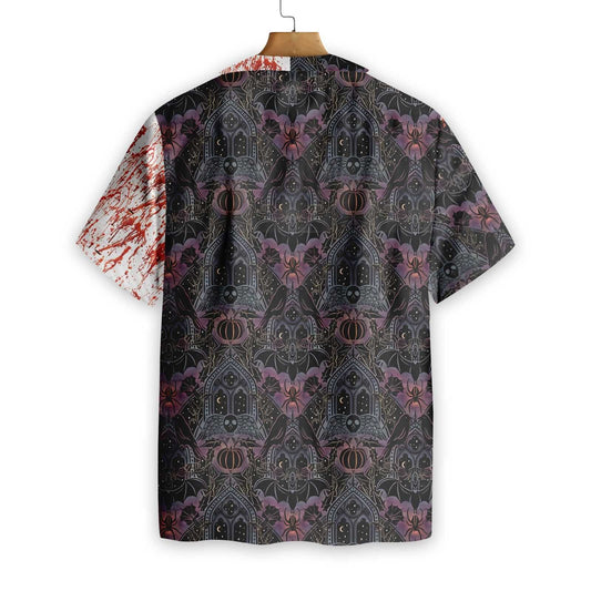 Gothic Halloween Blood Bat And Spider Dramatic Hawaiian Shirt, Hawaiian Shirt Gift, Christmas Gift