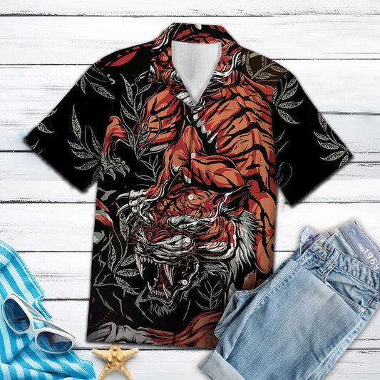 Crawling Tiger In Deep Forest Design Hawaiian Shirt,Hawaiian Shirt Gift, Christmas Gift