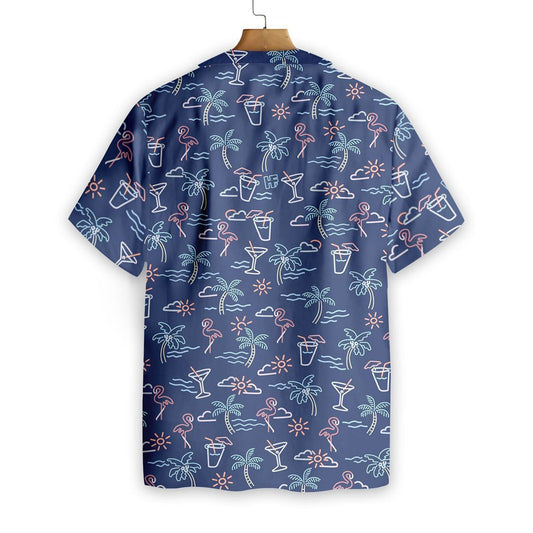 Summer Beach Party Tropical Flamingo Design Hawaiian Shirt,Hawaiian Shirt Gift, Christmas Gift
