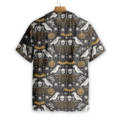 Halloween Black Pumpkin And Spider Web Dramatic Hawaiian Shirt, Hawaiian Shirt Gift, Christmas Gift