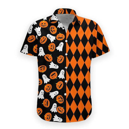 Geometric Pumpkin Halloween Crazy Ornamental Hawaiian Shirt,Hawaiian Shirt Gift, Christmas Gift