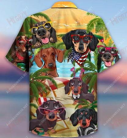 Dachshund Short Sleeve Shirt Ocean Hawaiian T Shirts Best Hawaiian Shirts Hawaiian Shirts For Men, Hawaiian Shirt Gift, Christmas Gift