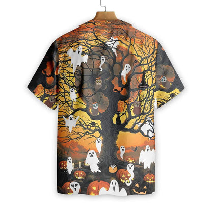 Happy Halloween Spirit Night Of Pumpkin And Ghost Hawaiian Shirt, Hawaiian Shirt Gift, Christmas Gift