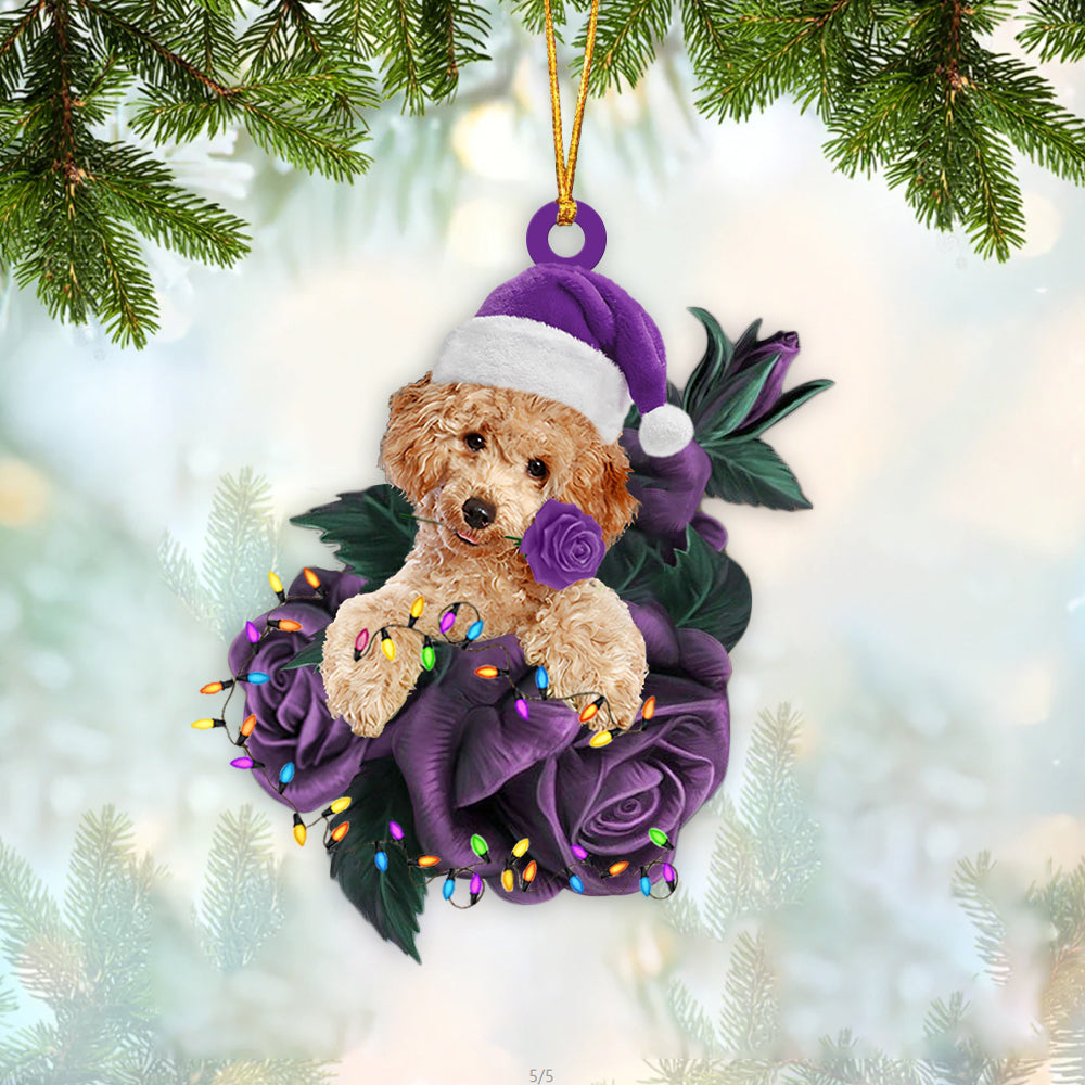 Poodle In Purple Rose Christmas Ornaments Christmas Gift To Dog Lover,Christmas Gift,Christmas Decoration