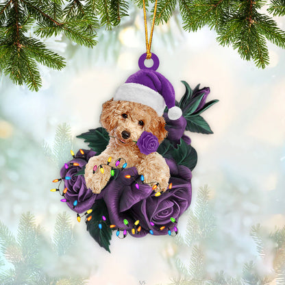 Poodle In Purple Rose Christmas Ornaments Christmas Gift To Dog Lover,Christmas Gift,Christmas Decoration