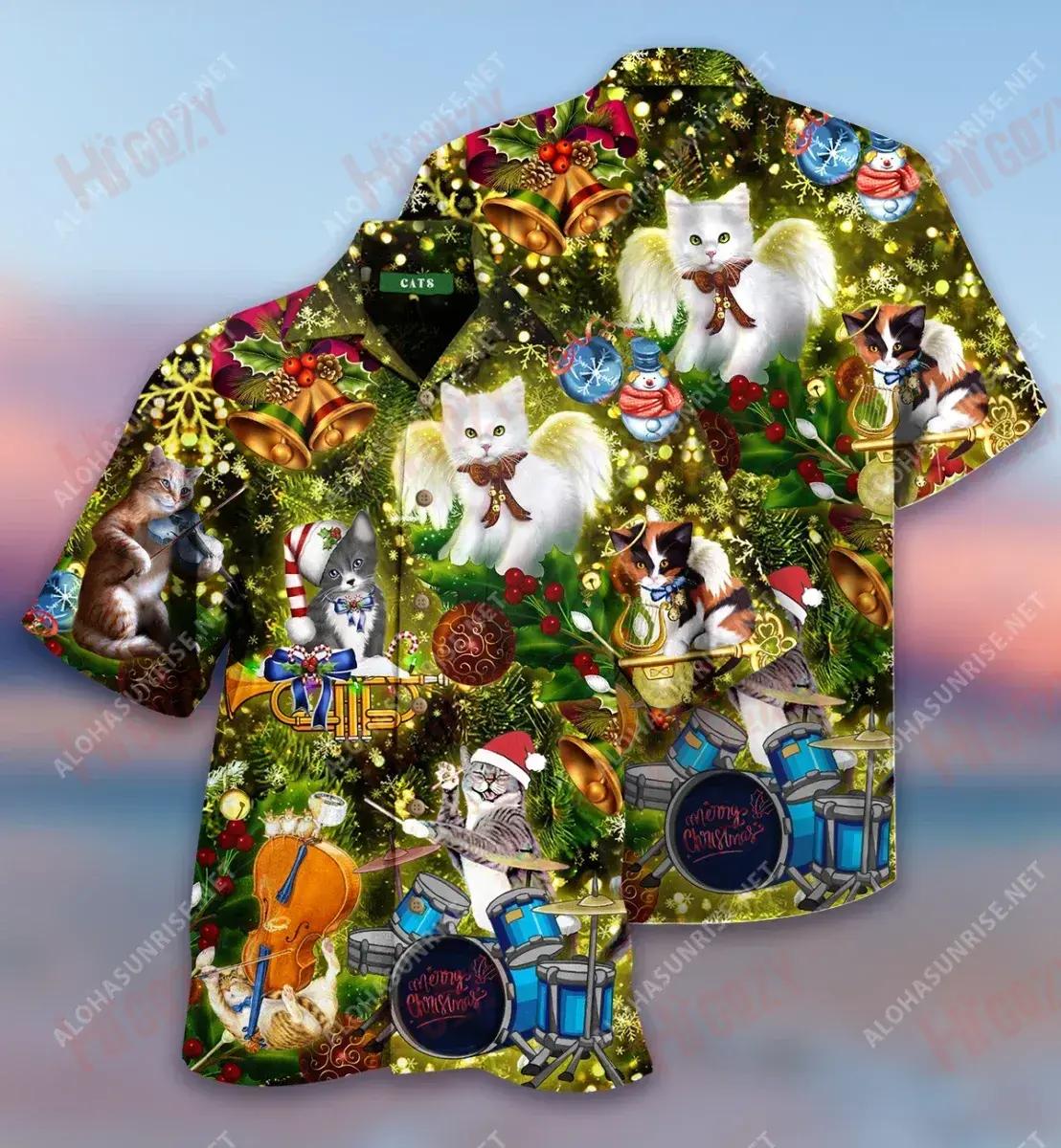 The Meowy Harmony Short Hawaiian Shirt Ocean Hawaiian T Shirts Hawaiian Crazy Shirts Hawaiian Shirts For Women, Hawaiian Shirt Gift, Christmas Gift