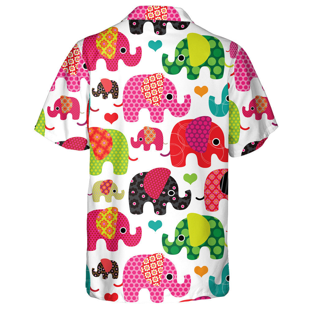 Colorful And Different Size Elephants Hawaiian Shirt, Hawaiian For Gift