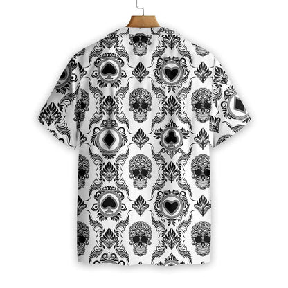 Casino And Black Skull Pattern Hawaiian Shirt, Hawaiian For Gift