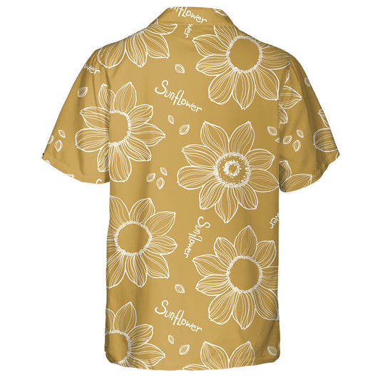 Simple Hand Drawn Sunflowers With Script Pattern Hawaiian Shirt, Hawaiian Shirt Gift, Christmas Gift