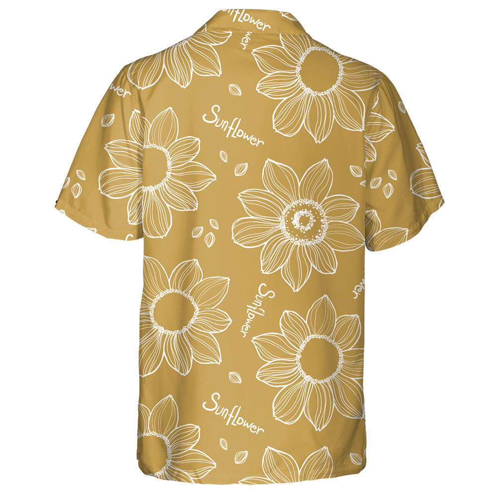 Simple Hand Drawn Sunflowers With Script Pattern Hawaiian Shirt, Hawaiian Shirt Gift, Christmas Gift