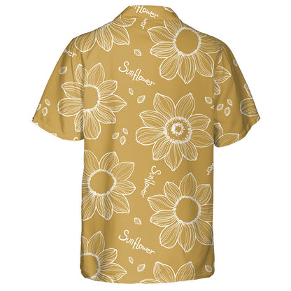 Simple Hand Drawn Sunflowers With Script Pattern Hawaiian Shirt, Hawaiian Shirt Gift, Christmas Gift